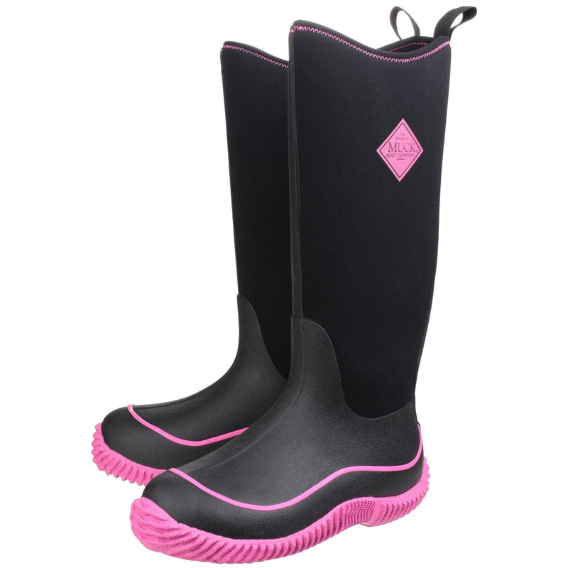 Muck Boots Hale Bottes En Caoutchouc Noires/Rose.