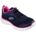 Skechers Flex Appeal 5.0 Fresh Touch Baskets En Cuir Pour Femmes Bleu Marine/Rose Vif