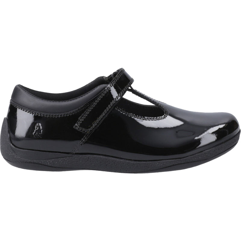 Hush Puppies Caitlin T-Bar Chaussures Noires Pour Filles En Cuir