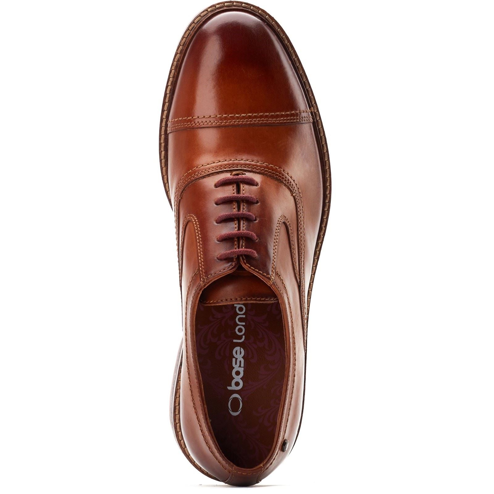 Base London Tatton Chaussures Oxford En Cuir Pour Hommes En Cuir Brûlé Tan
