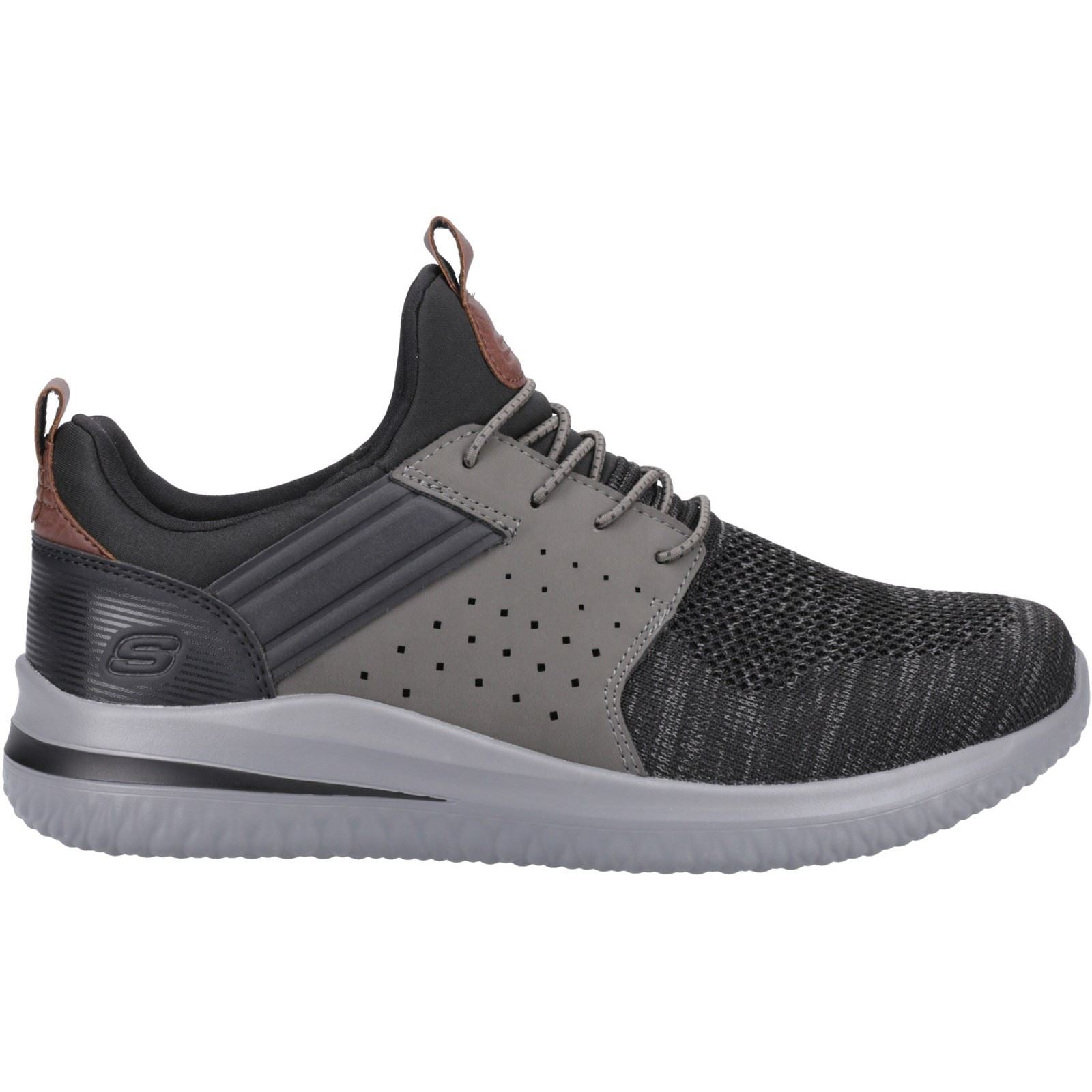 Skechers Delson 3.0 Cicada Wide Baskets Homme Noires/Grises En Textile