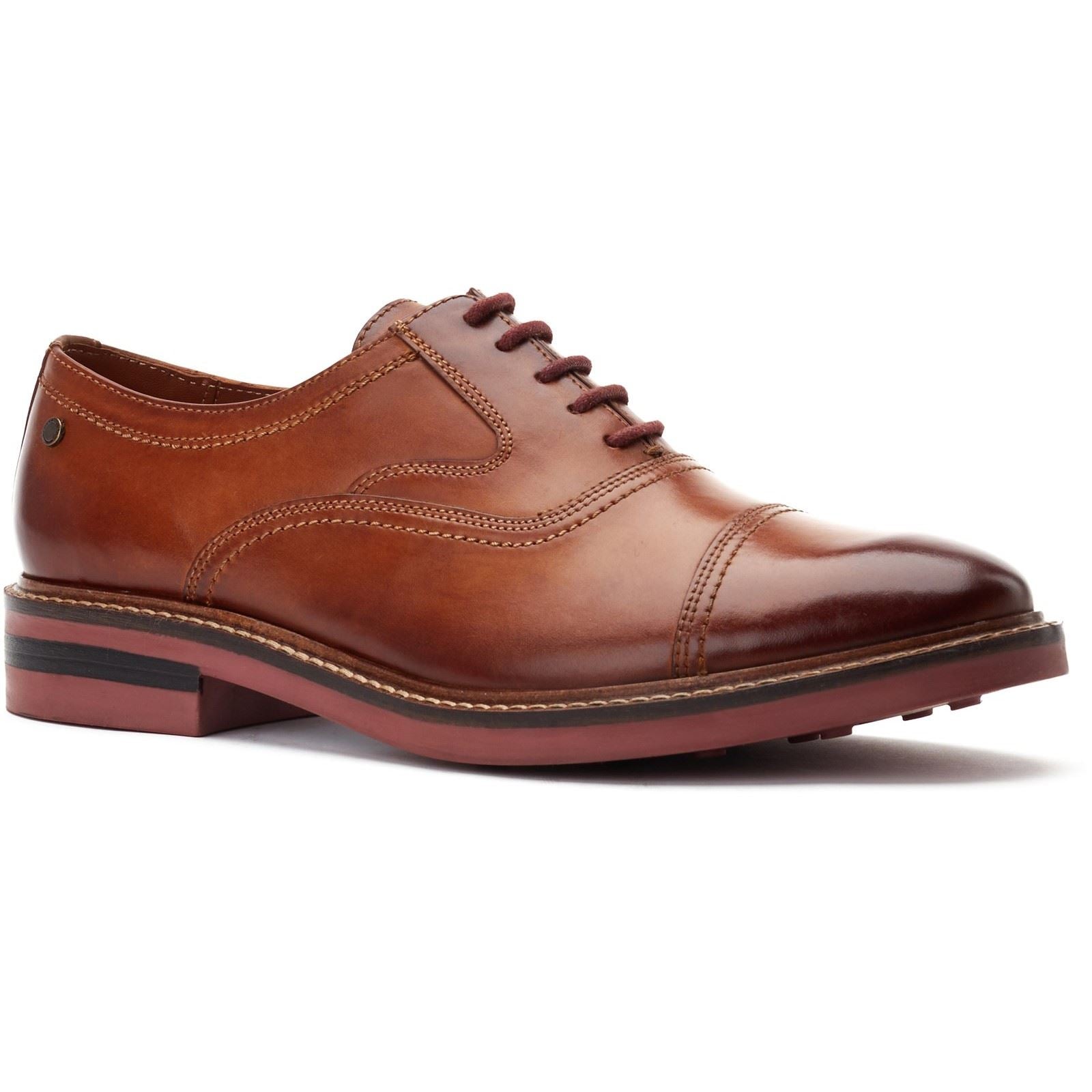 Base London Tatton Chaussures Oxford En Cuir Pour Hommes En Cuir Brûlé Tan