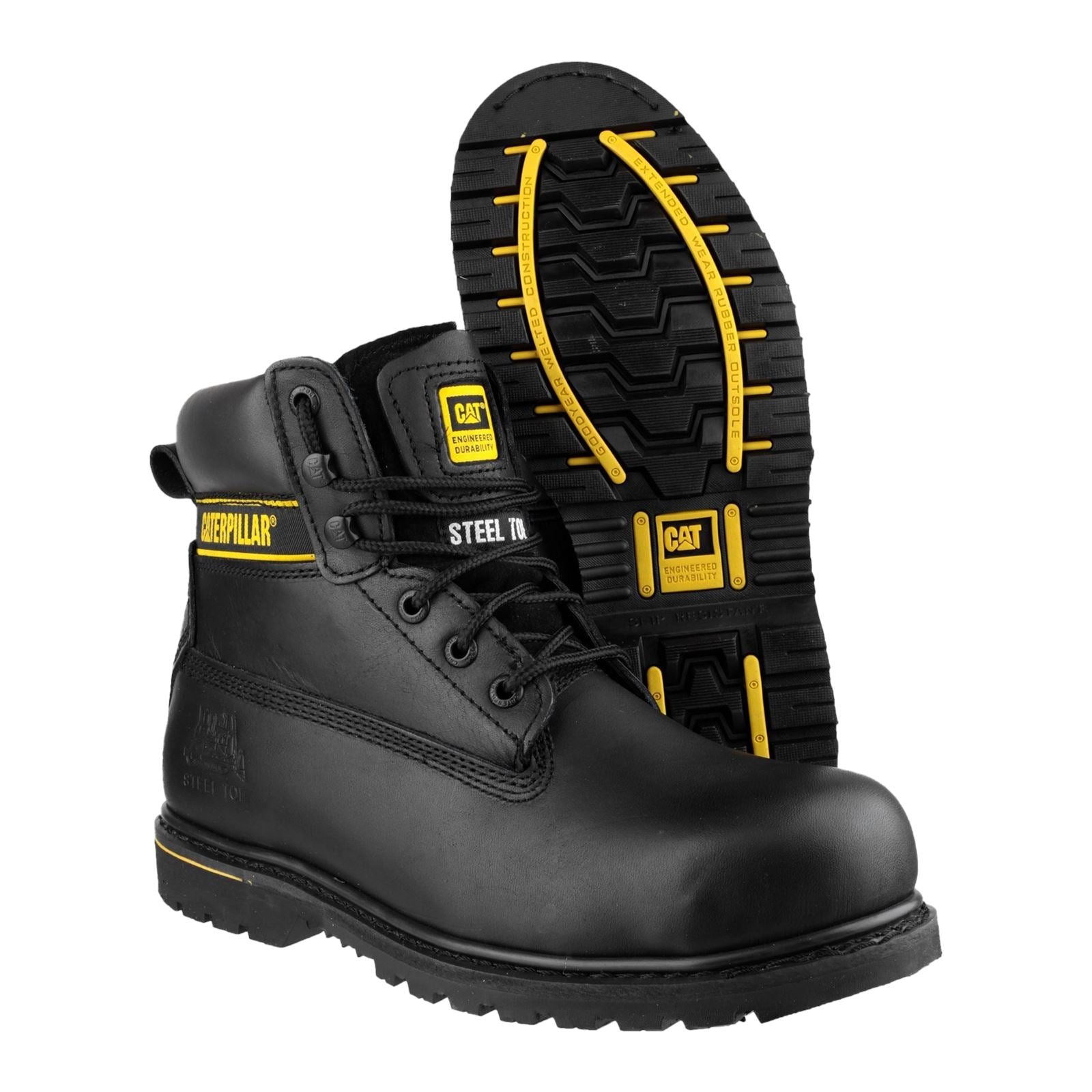 Caterpillar Bottes De Sécurité En Cuir Noir Holton