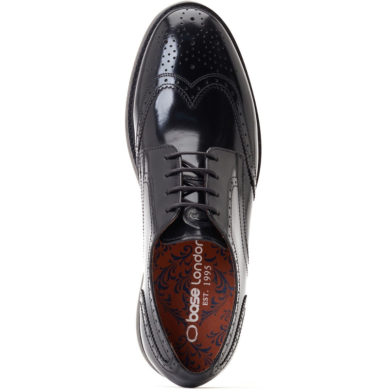 Base London Joe Chaussures Richelieu Pour Hommes En Cuir Noir