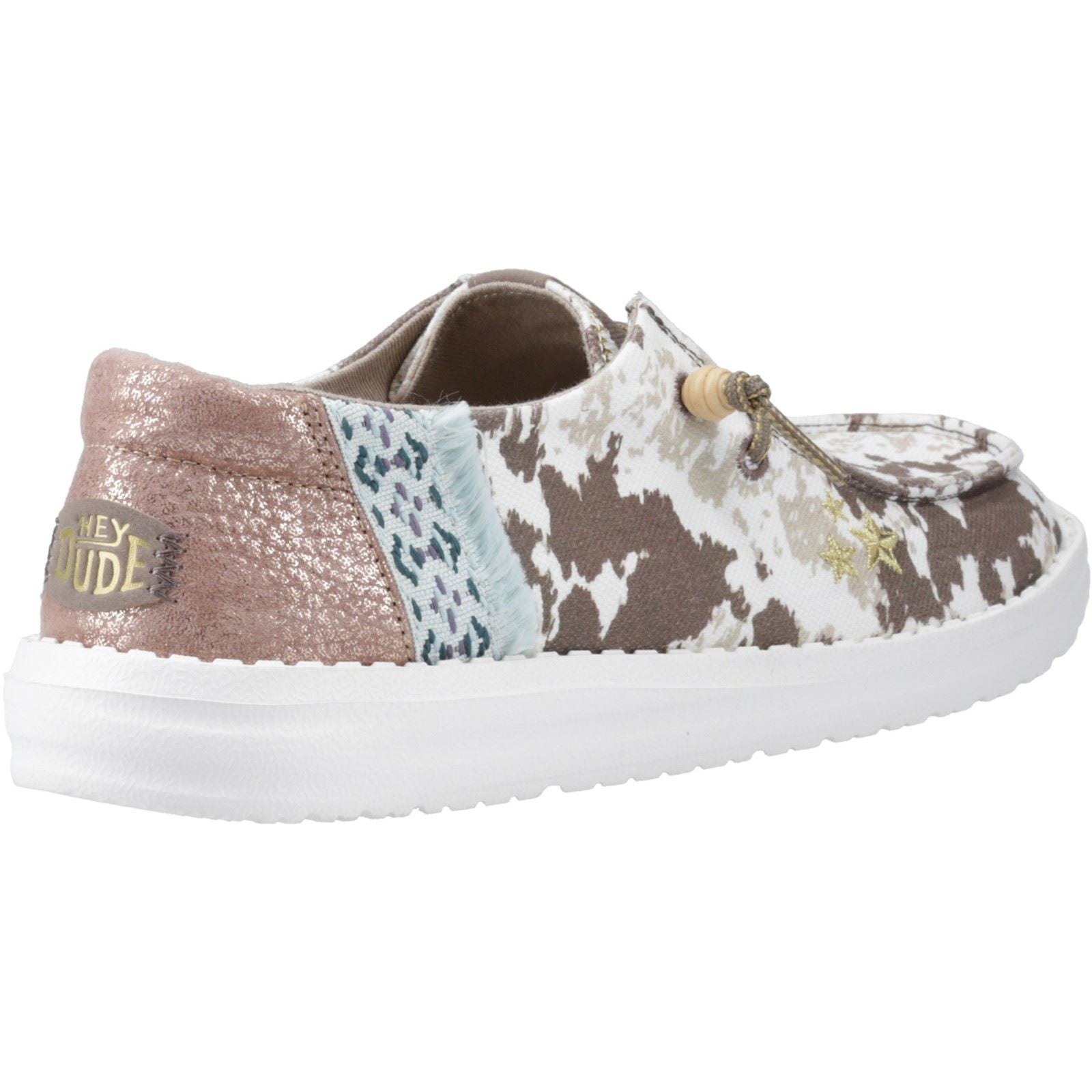 HEYDUDE Wendy Disco Cow Mocassins Beiges En Coton Pour Femmes