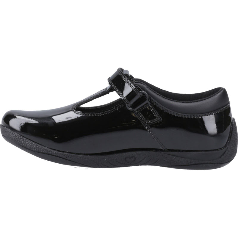 Hush Puppies Caitlin T-Bar Chaussures Noires Pour Filles En Cuir