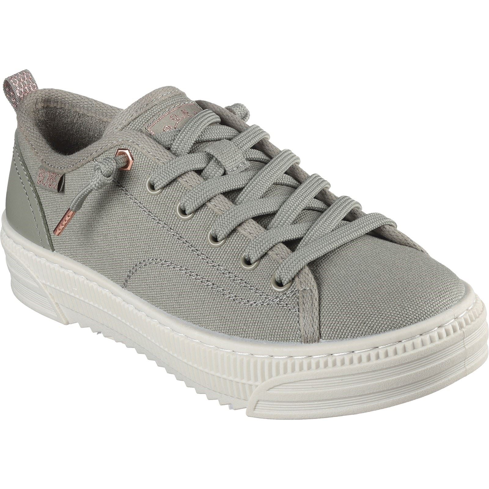 Skechers BOBS Copa Baskets En Toile Pour Femmes, Couleur Olive.