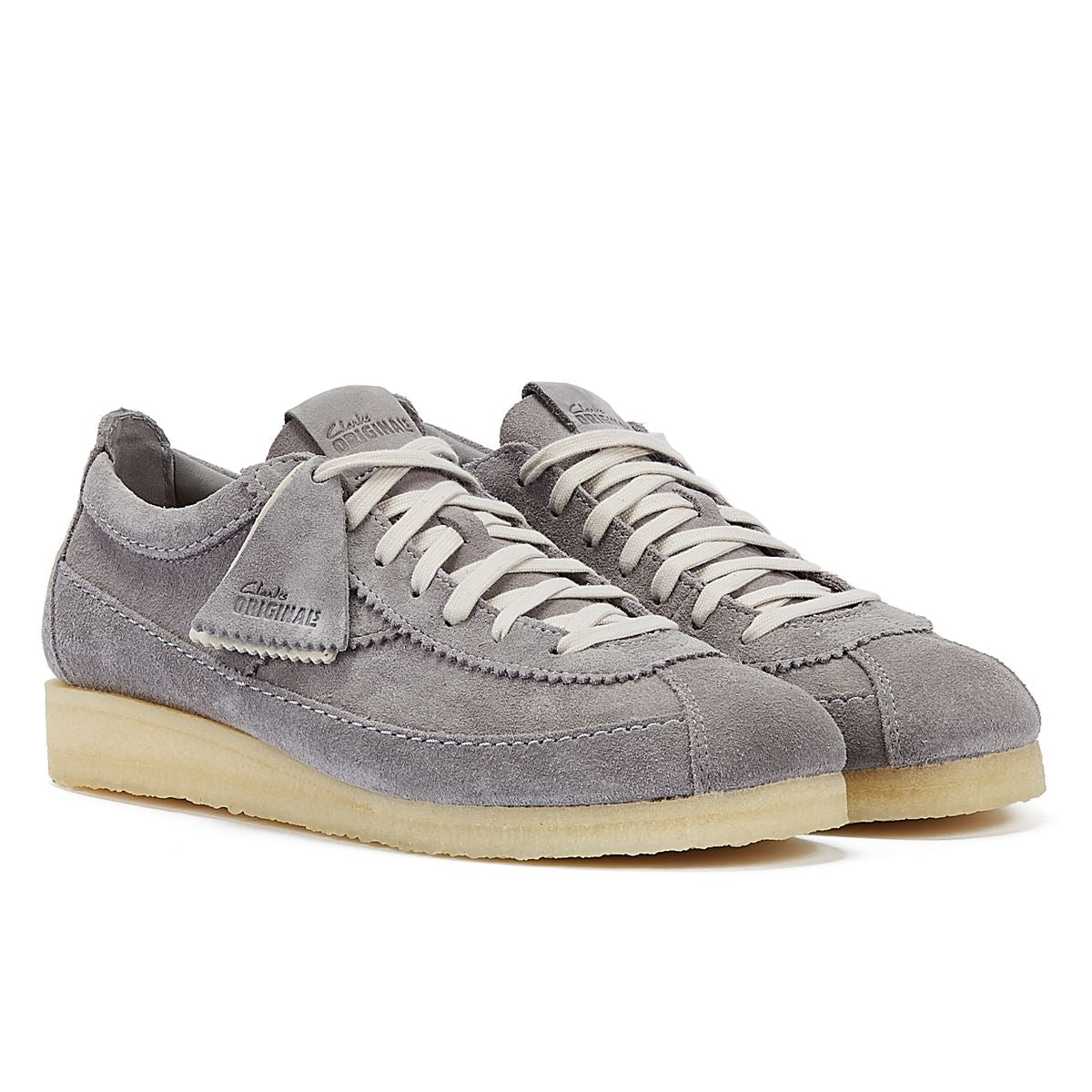 Clarks Originals Walabee Tor Chaussures À Lacets En Daim Gris Pour Hommes.
