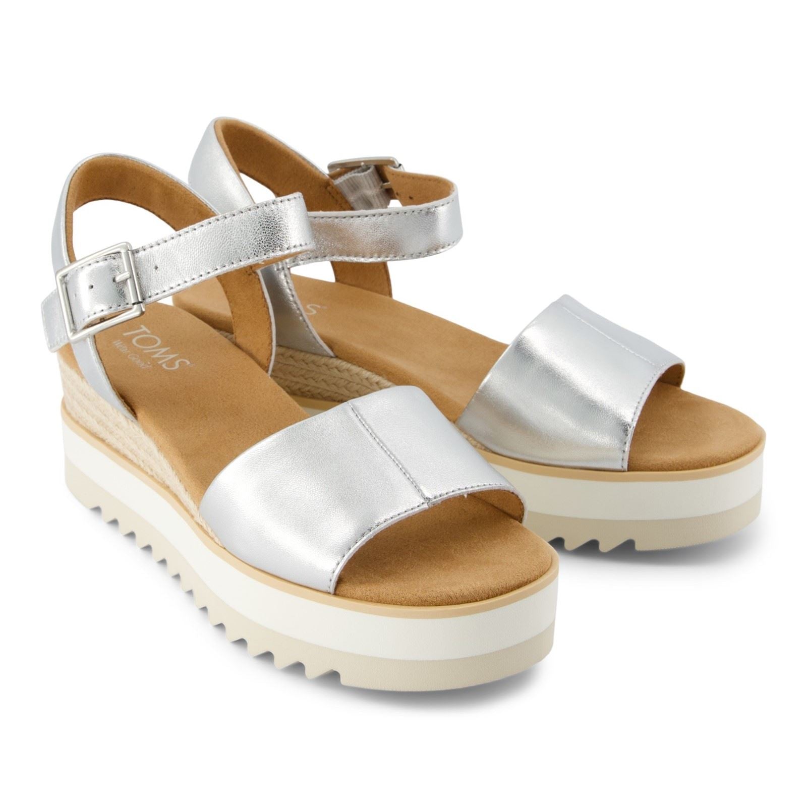 TOMS Diana Escarpins Compensés En Cuir Pour Femmes Couleur Argent