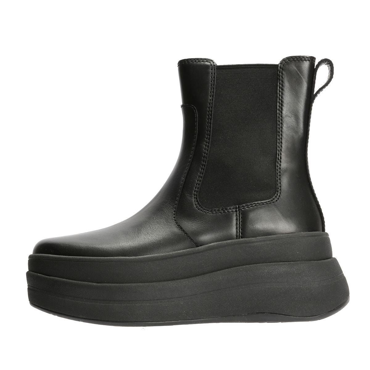FitFlop F-Mode Bottes En Cuir Noires Pour Femmes