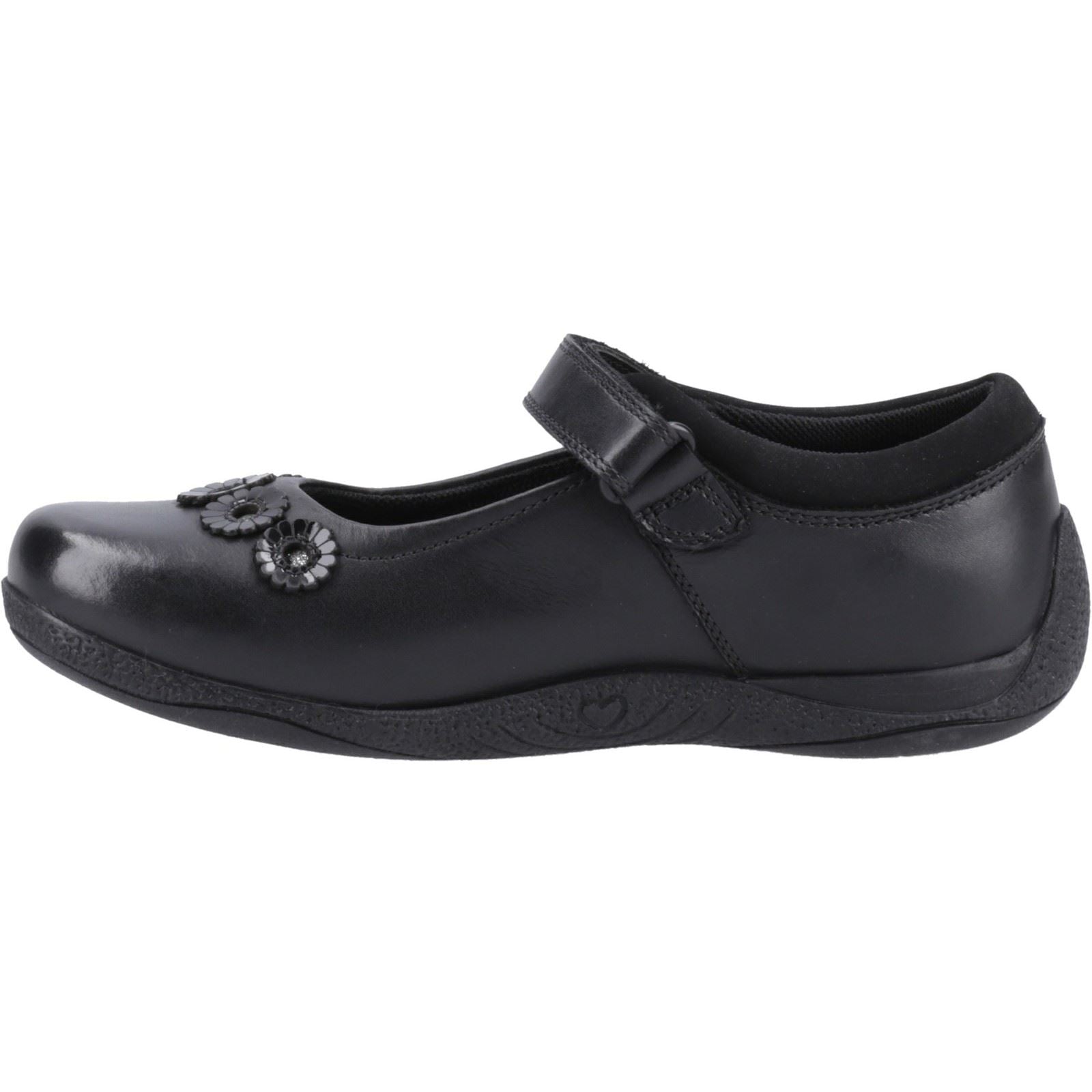 Hush Puppies Christina Junior Chaussures Noires Pour Filles En Cuir