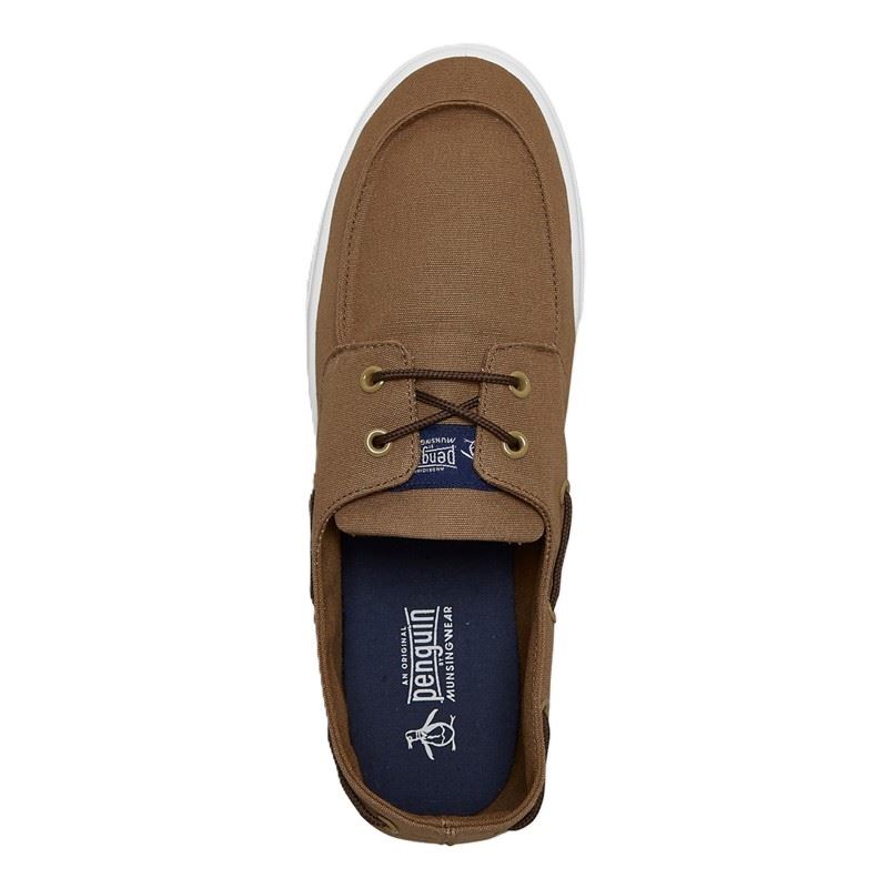 Penguin Sailor Chaussures À Lacets Marron En Toile Pour Hommes