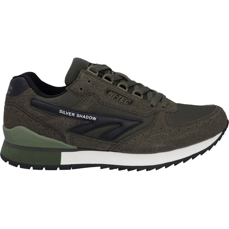 Hi-Tec Silver Shadow Chaussures À Lacets Pour Homme En Daim Synthétique/polyester Couleur Olive Foncé
