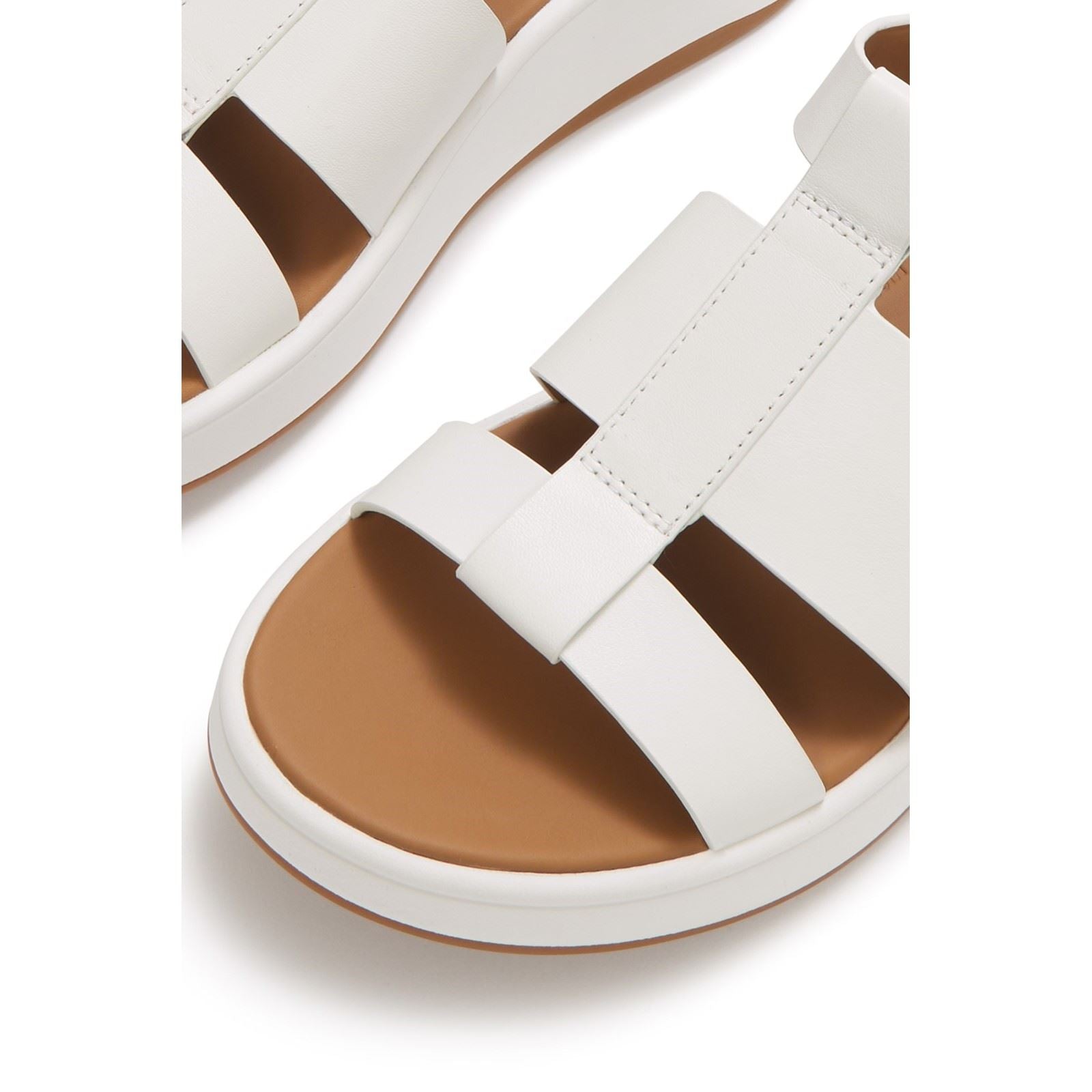 Fitflop F-Mode Fisherman Sandales En Cuir Pour Femmes, Ajustement Étroit, Urbanes, Blanches