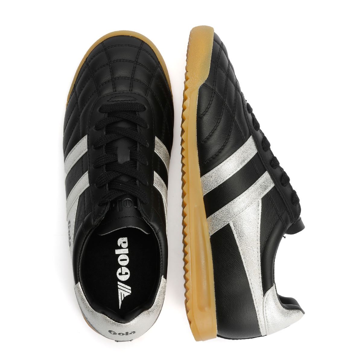 Gola Stadium Baskets Noires En Cuir Pour Femmes