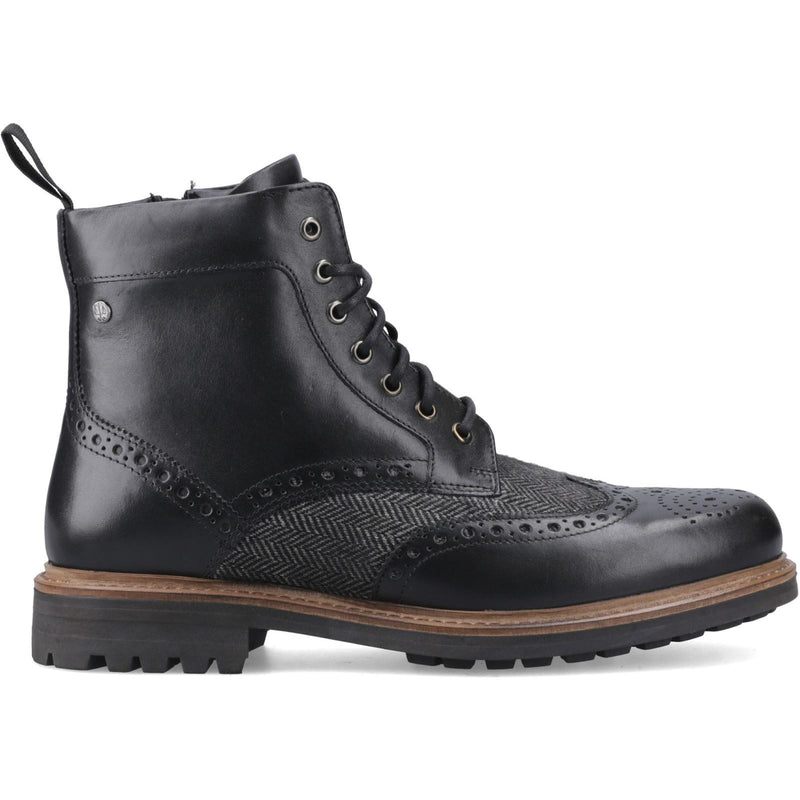 Hunter Loch Brogue Bottines En Cuir Pour Hommes Noires