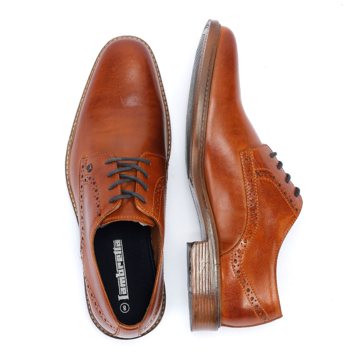 Lambretta Harvey Derby Chaussures À Lacets En Cuir Beige Pour Hommes