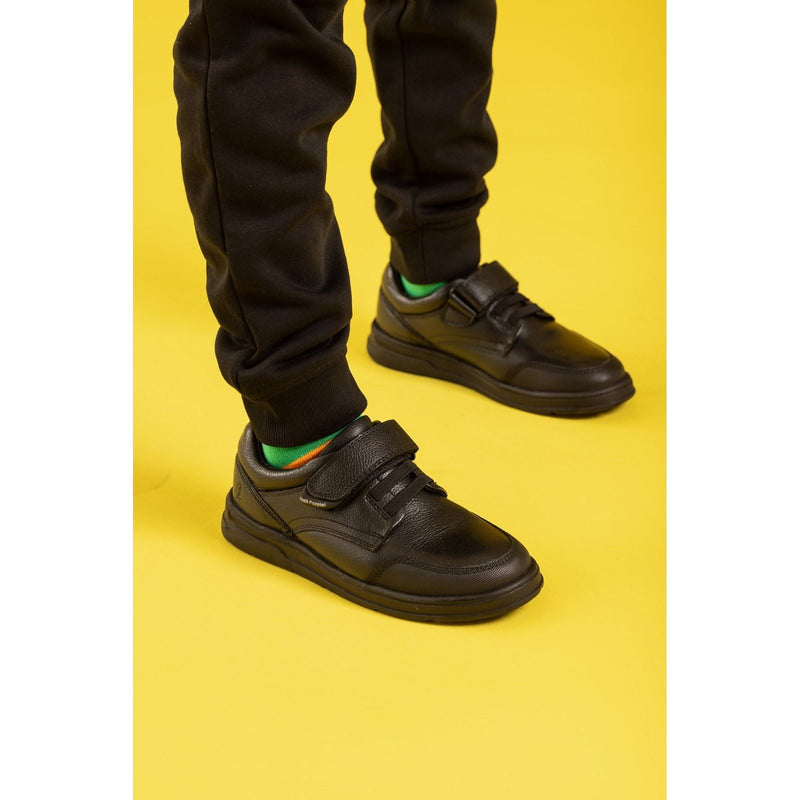 Hush Puppies Rowan JNR Chaussures Noires Pour Garçons En Cuir À Lacets