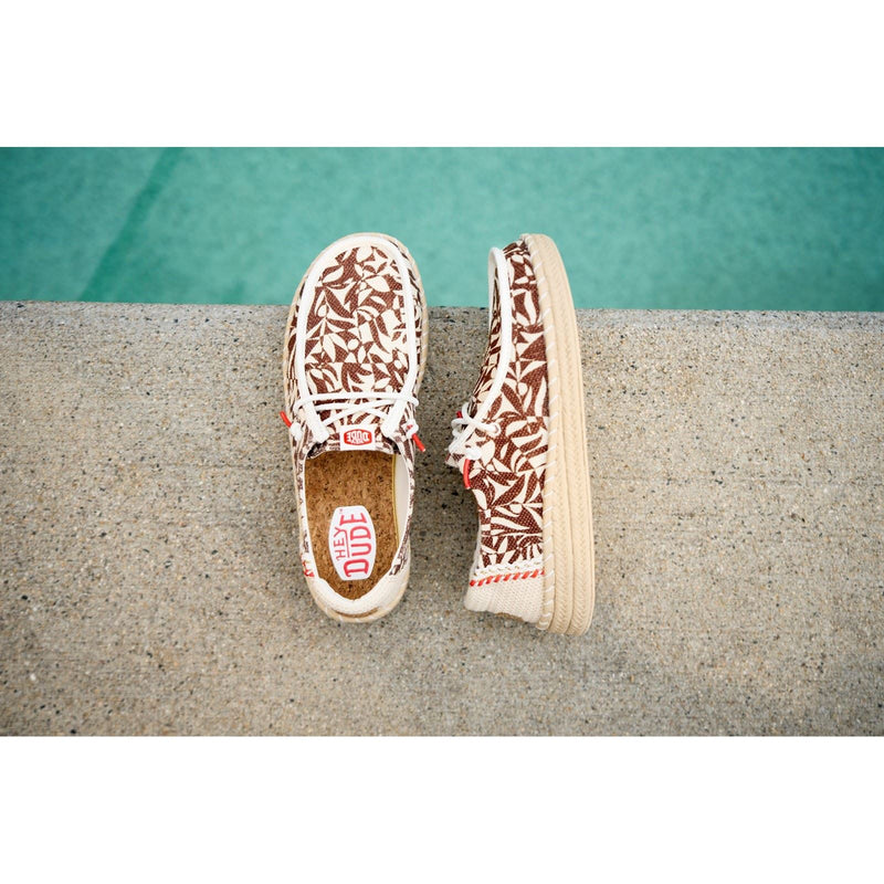 HEYDUDE Wendy Espadrille Retro Palm Mélange De Coton Esapdrilles Pour Femmes, Couleur Brun Centre/Vignette