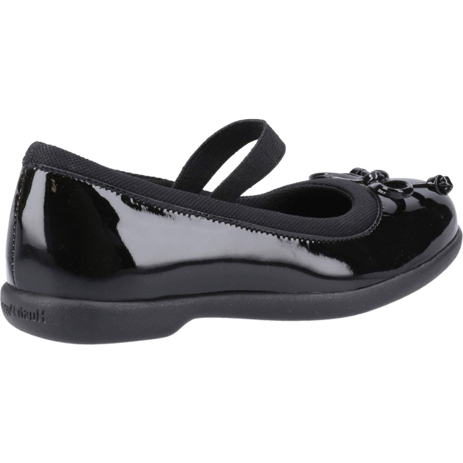Hush Puppies Betty Patent Junior Chaussures Noires Pour Filles En Cuir