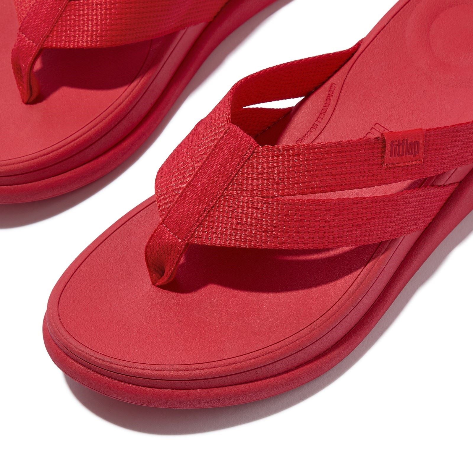Fitflop F-Mode Go Sandales Flip-Flop Rouges En Polyester Pour Femmes