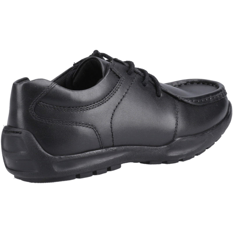Hush Puppies Mackenzie Chaussures Noires Pour Garçons En Cuir À Lacets