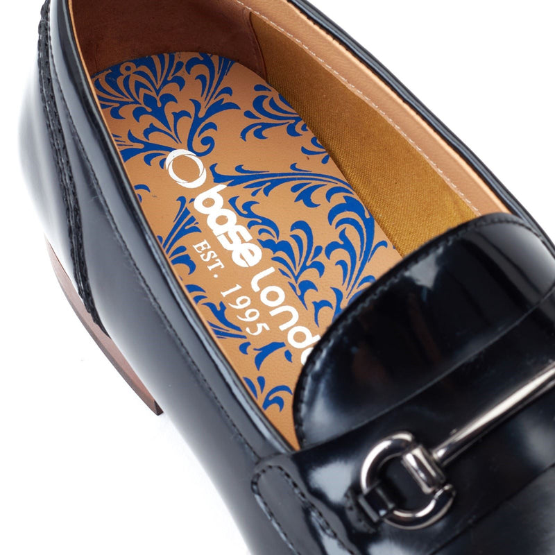 Base London Russo Mocassins Noirs En Cuir Pour Hommes