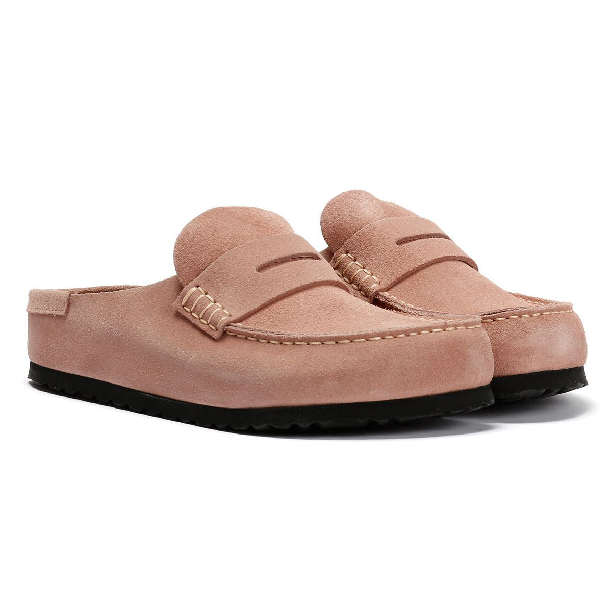 Birkenstock Naples Regular Sabots Roses En Suède Pour Femmes
