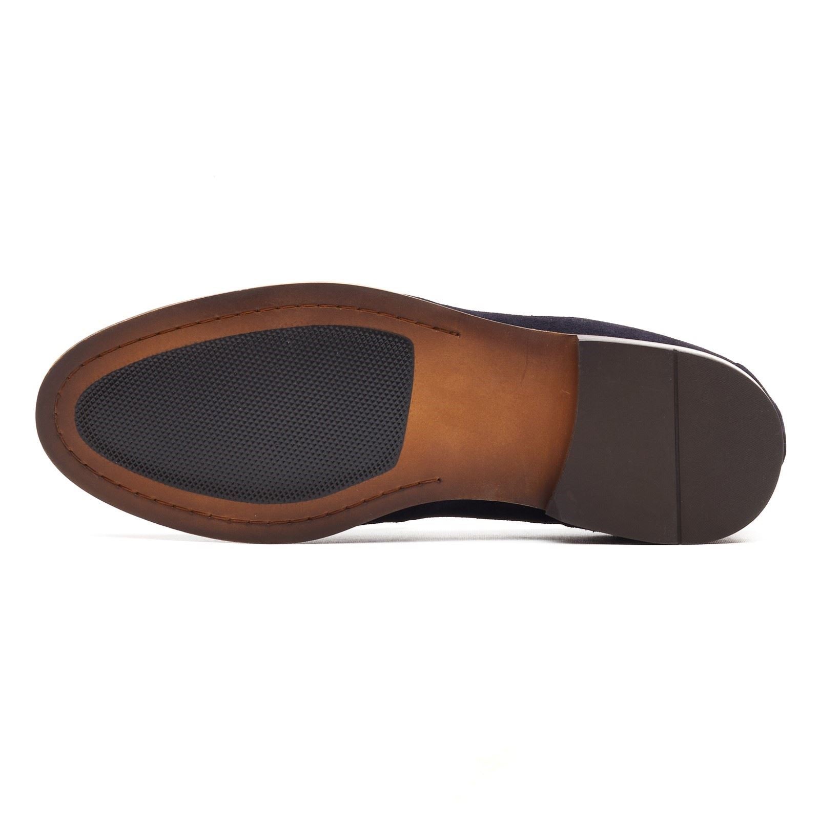 Base London Slate Loafer Mocassins En Cuir Pour Hommes Bleu Marine