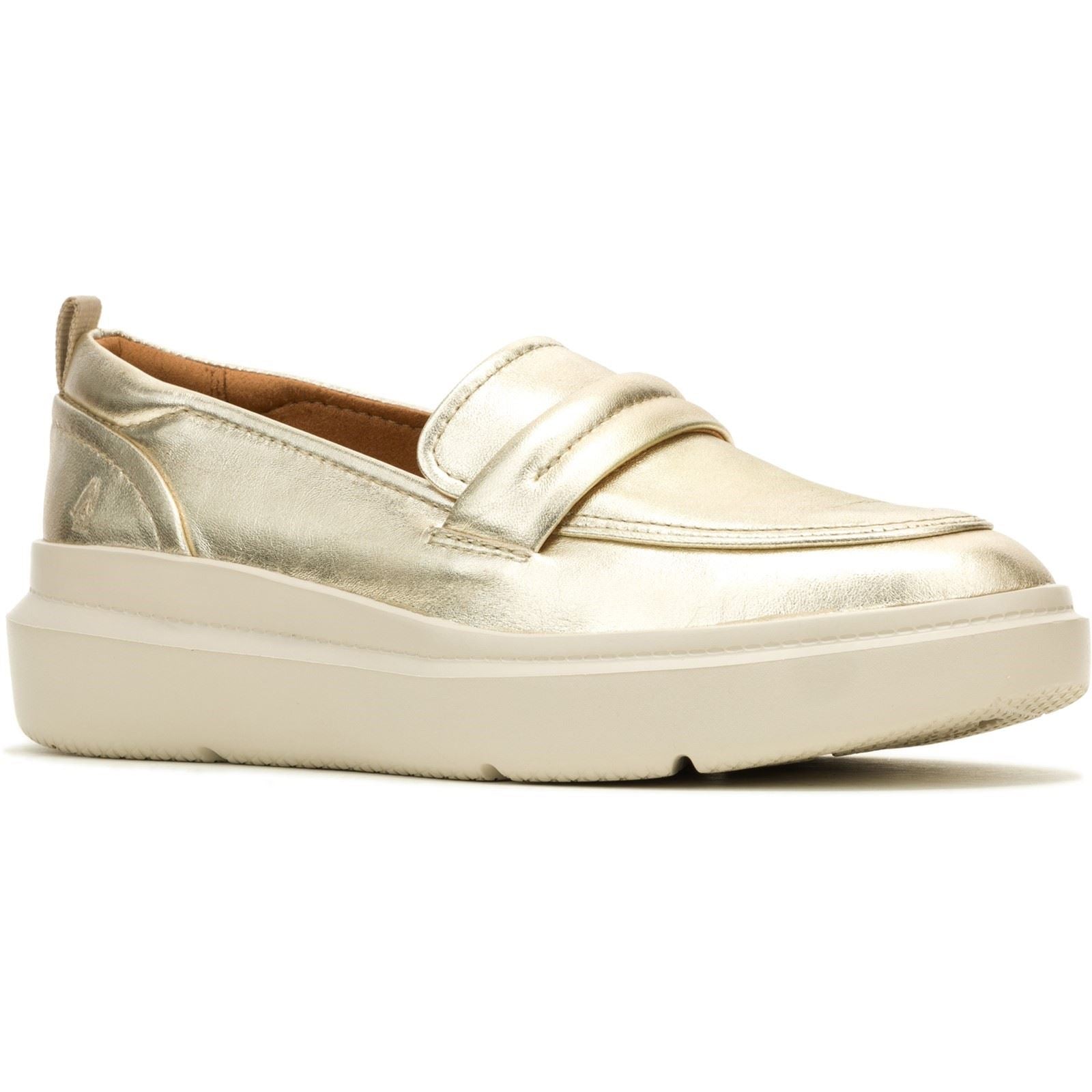 Hush Puppies Joy Penny Chaussures Loafers Pour Femmes En Cuir Champagne
