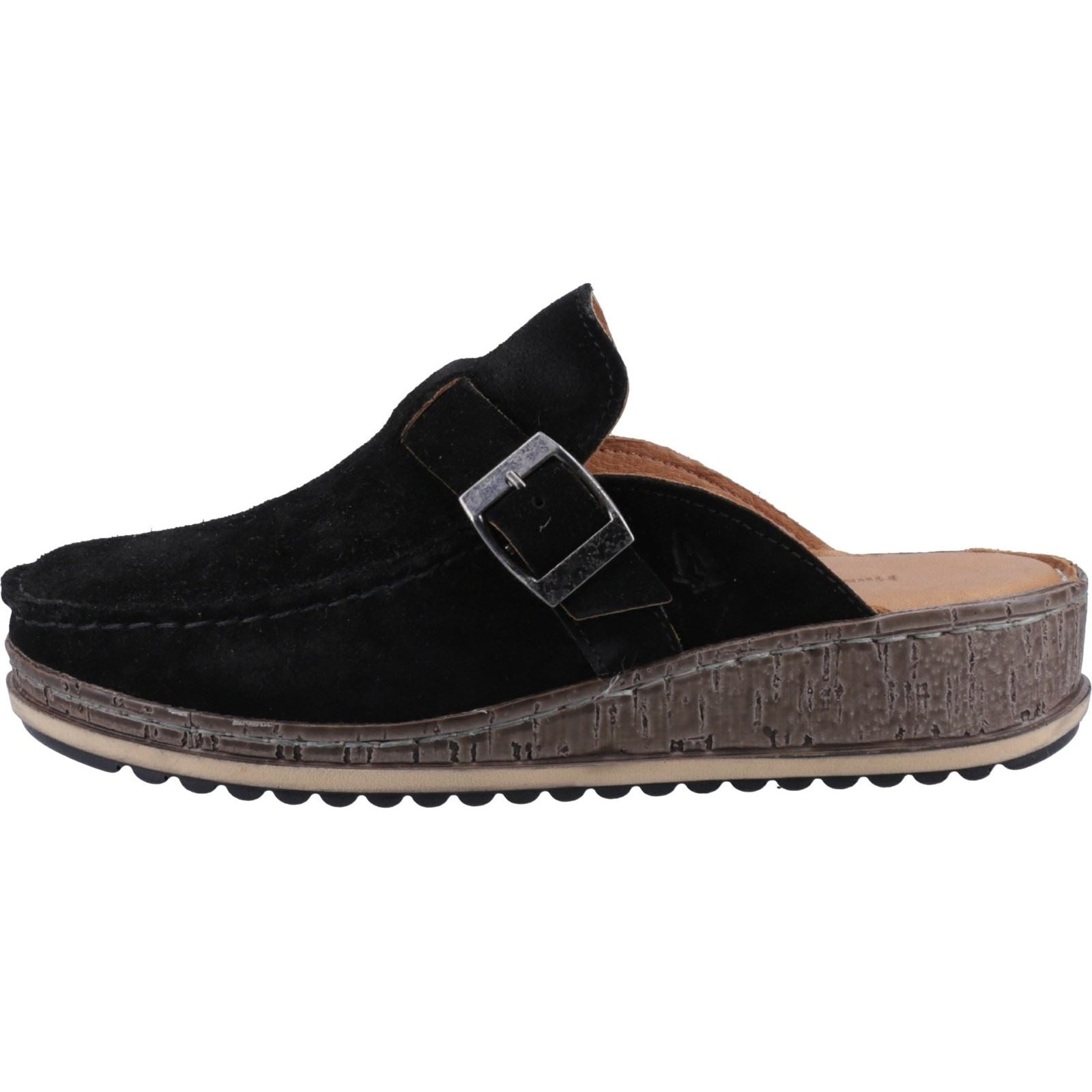 Hush Puppies Sorcha Mule Sandales En Daim Noir Pour Femmes En Cuir