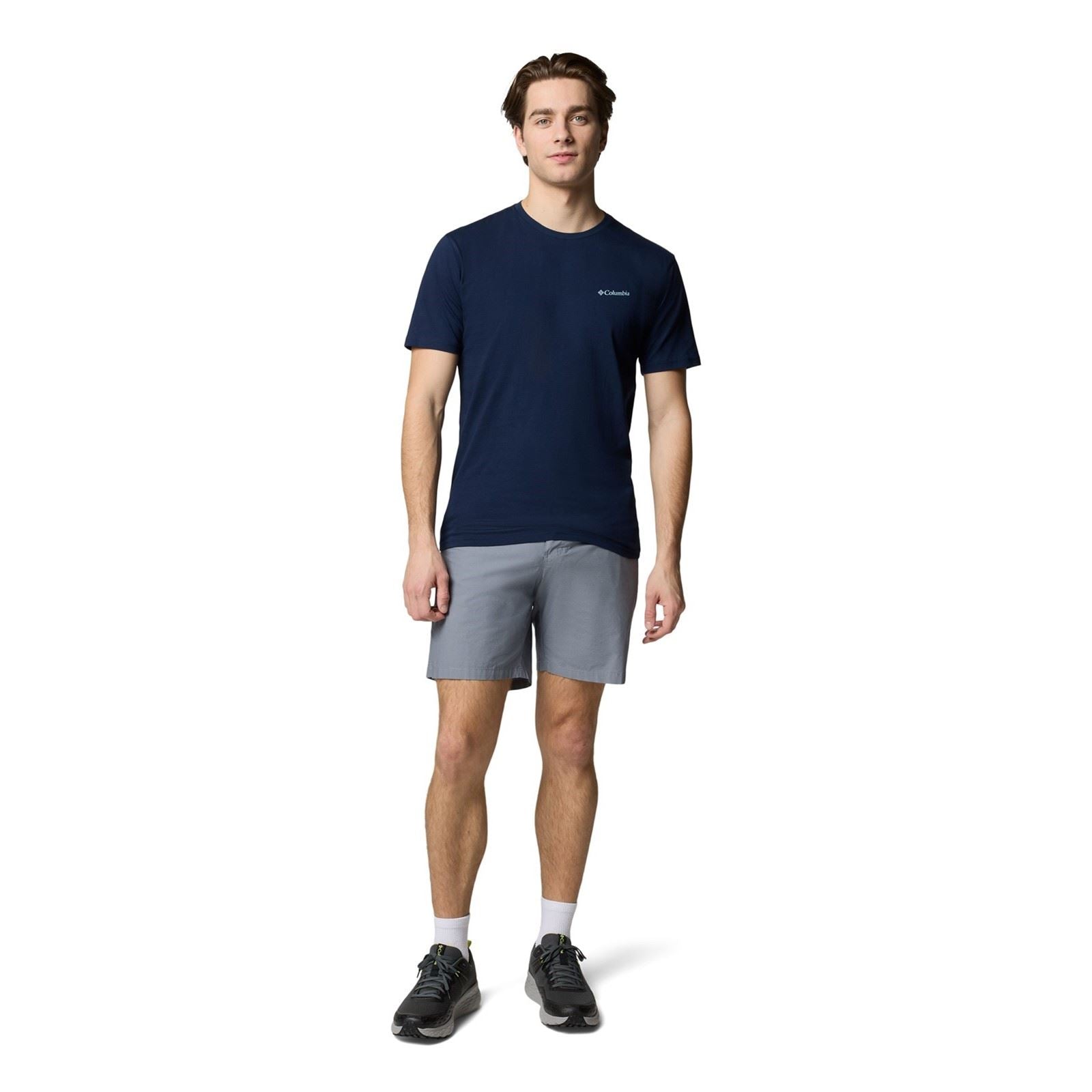 Columbia North Cascades Short Sleeve Tee T-Shirts Pour Hommes En Coton Bleu À Manches Courtes