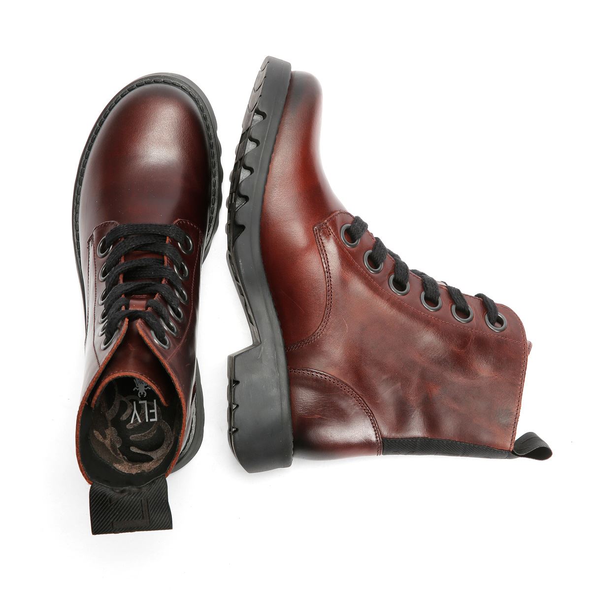 Fly London Ragi Bottes Rouges En Cuir Pour Femmes