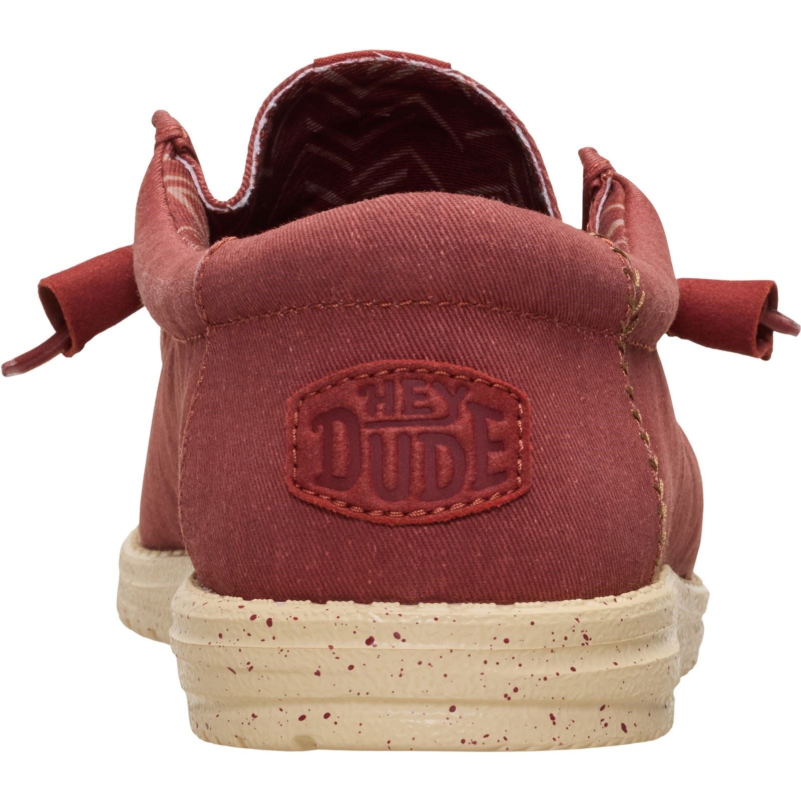 HEYDUDE Wally Stretch Canvas Mocassins En Textile Pour Hommes Rouge Brûlé/Tan Boulder