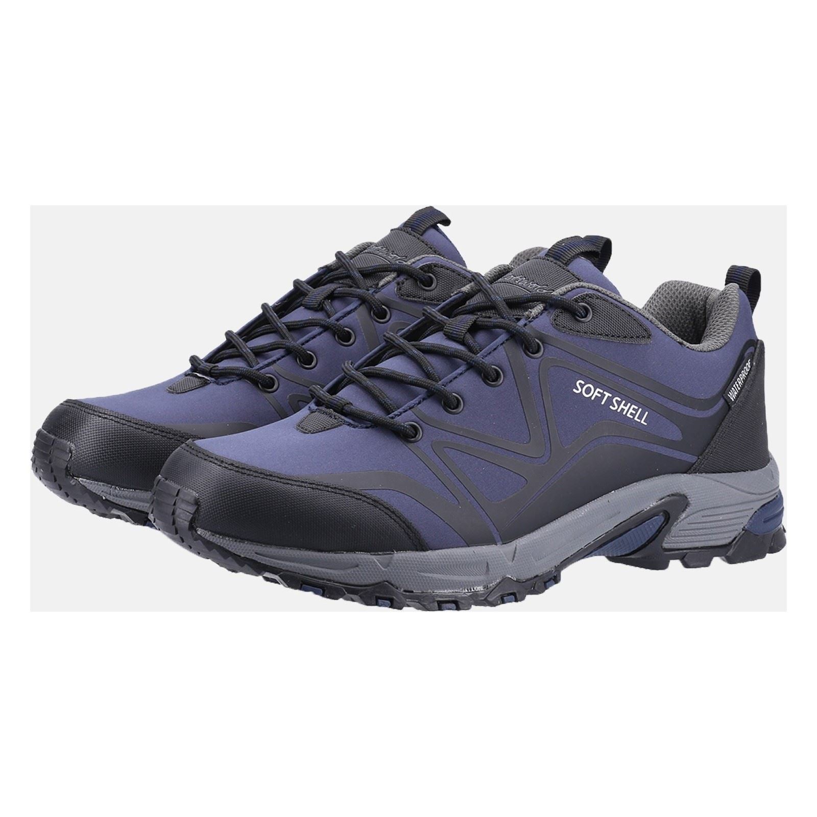 Cotswold Abbeydale Low Bottes De Randonnée Pour Hommes En Synthétique Bleu/Noir/Gris