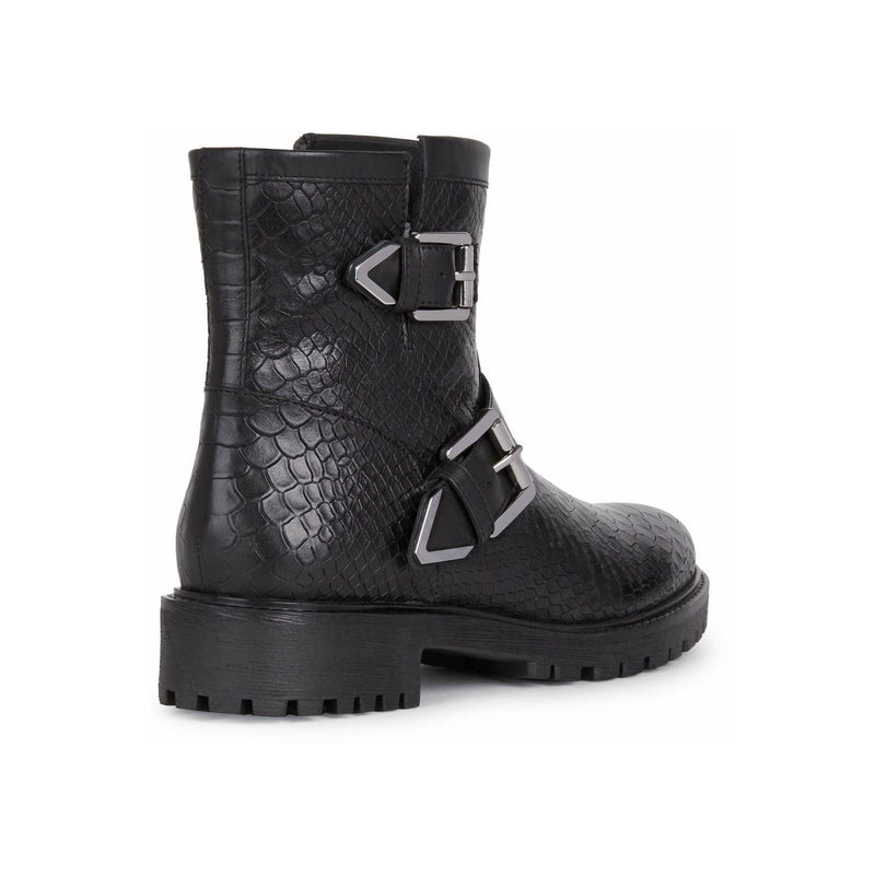 Geox Hoara Bottes En Cuir De Vache Pour Femme, Couleur Noire