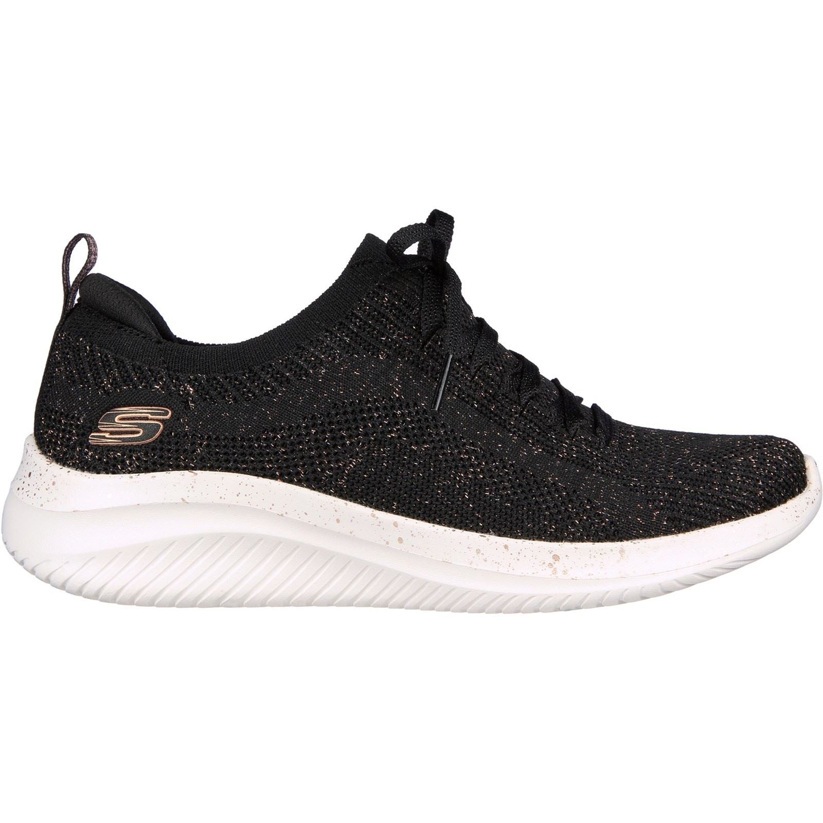 Skechers Ultra Flex 3.0 Let's Dance Sneakers Pour Femmes En Textile Noir/Or Rose
