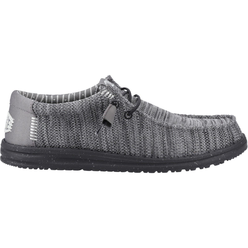 HEYDUDE Wally Stretch Mesh Chaussures Mocassins Pour Hommes En Polyester Gris Granit/noir