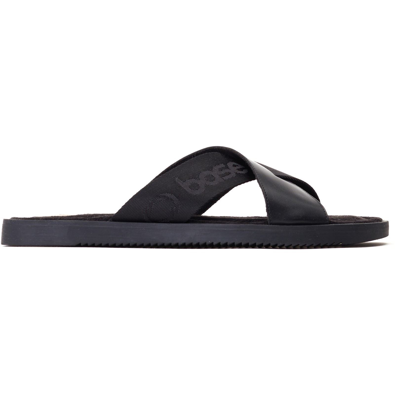 Base London Webb Sandales Noires Pour Hommes En Cuir