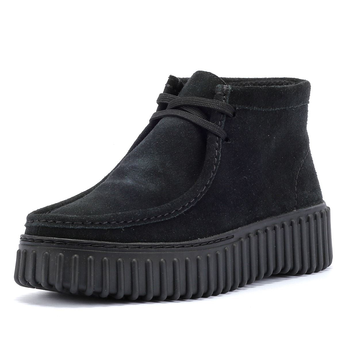Clarks Main Torhill Moss Bottes Noires En Daim Pour Femmes