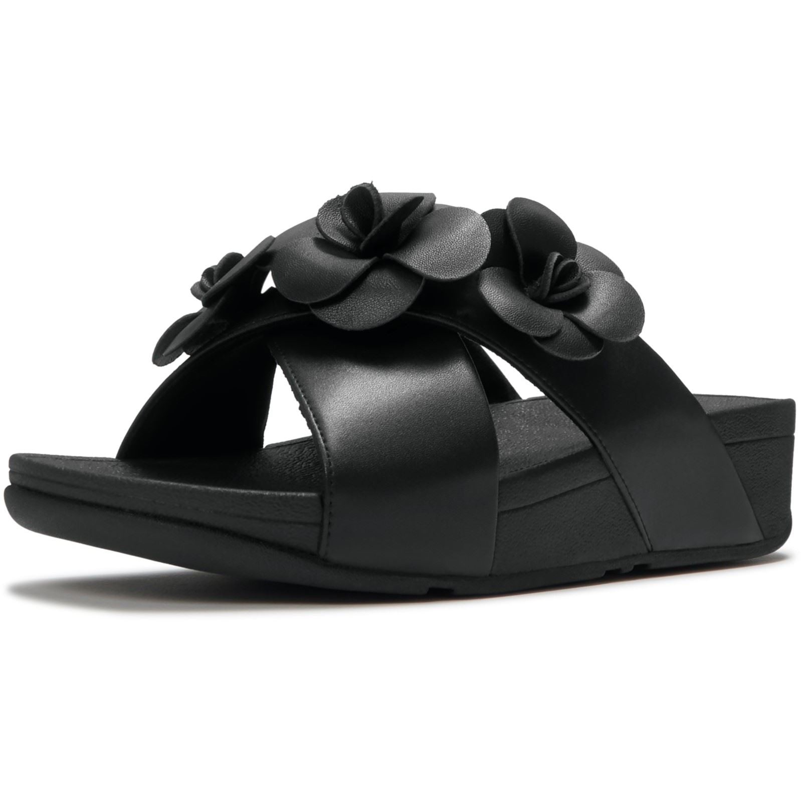 Fitflop Lulu Flower Sandales Noires En Polyuréthane Pour Femmes