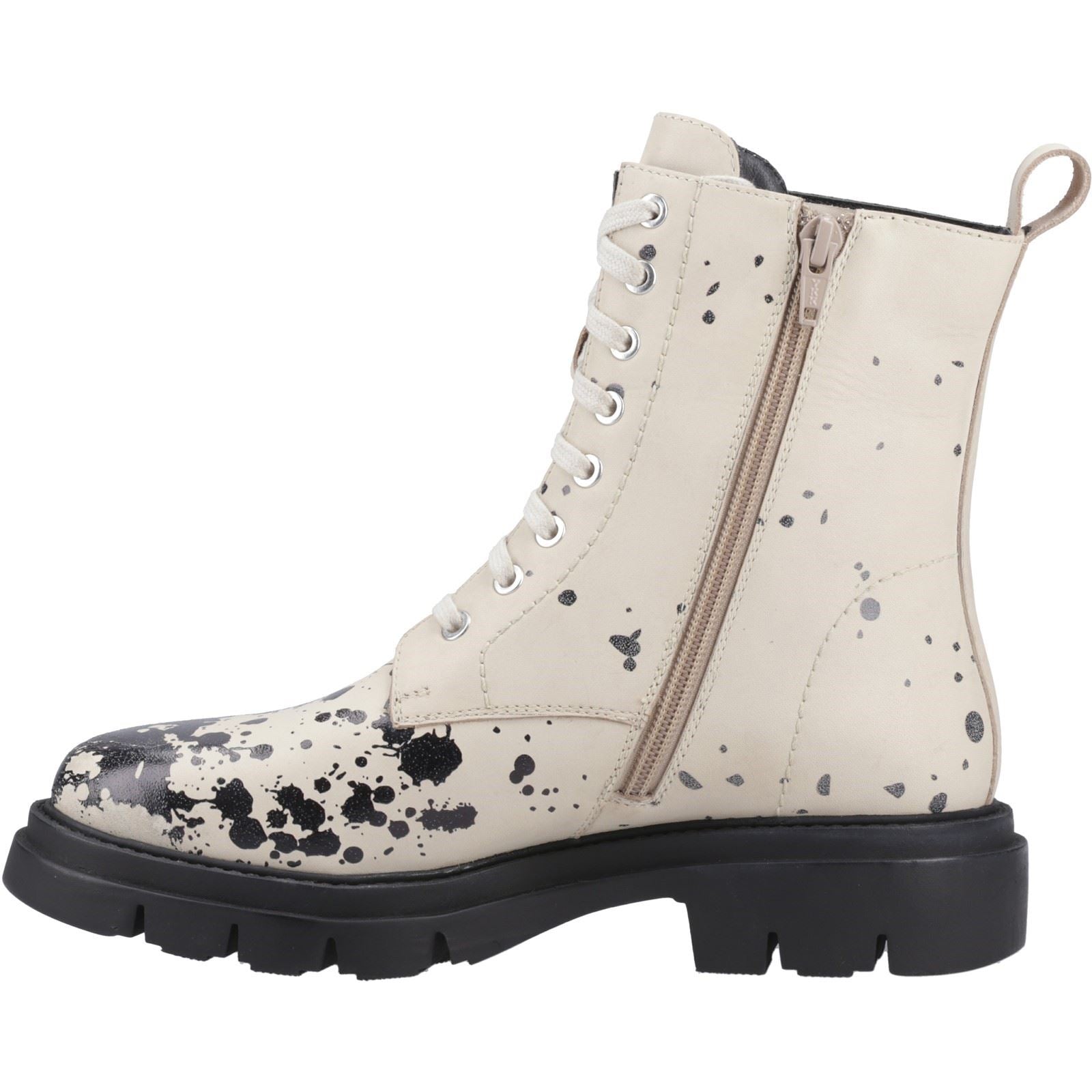 Hush Puppies Rhea Lace Bottes Beige En Cuir Pour Femmes