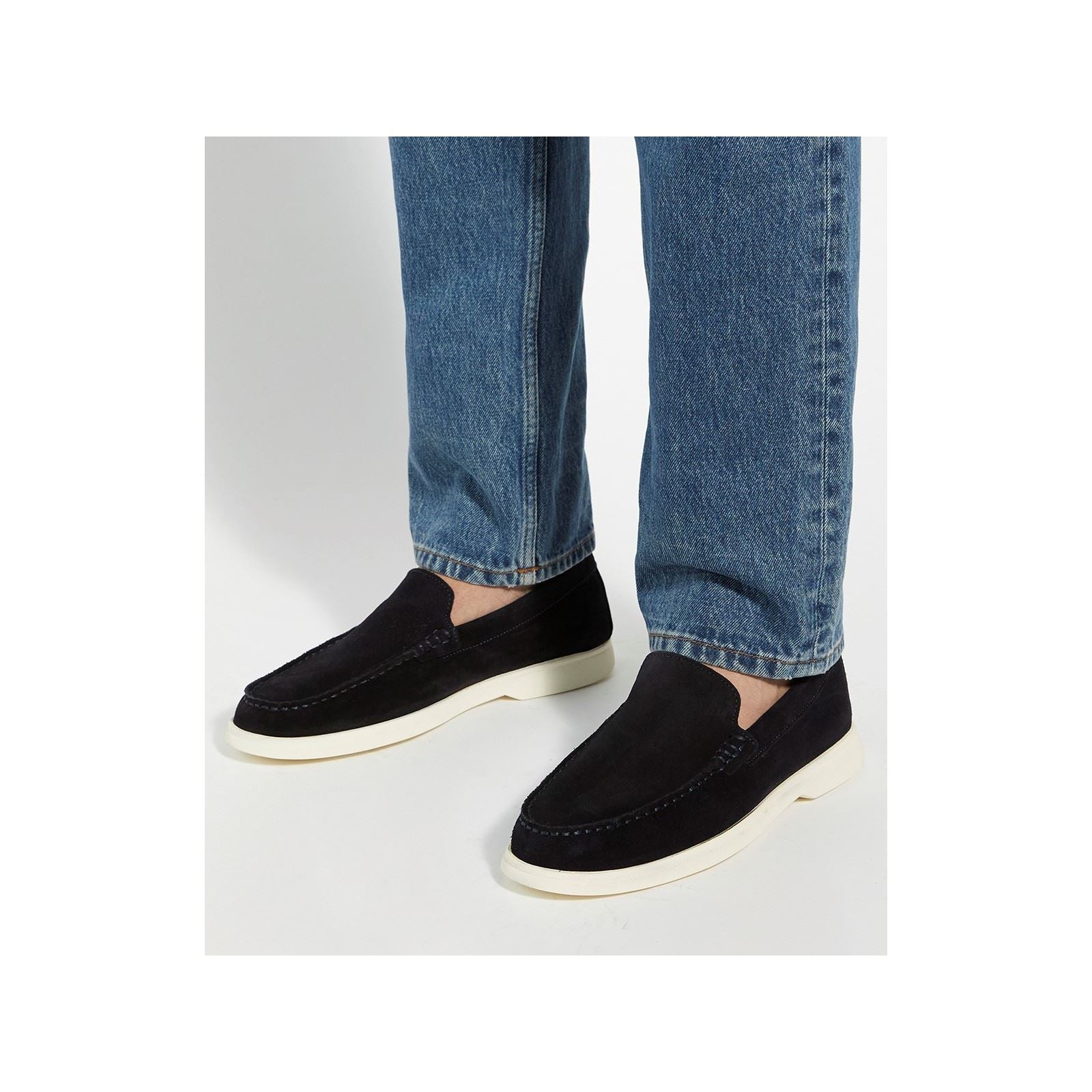 Dune Buftonn Chaussures Mocassins Pour Homme En Daim Bleu Marine
