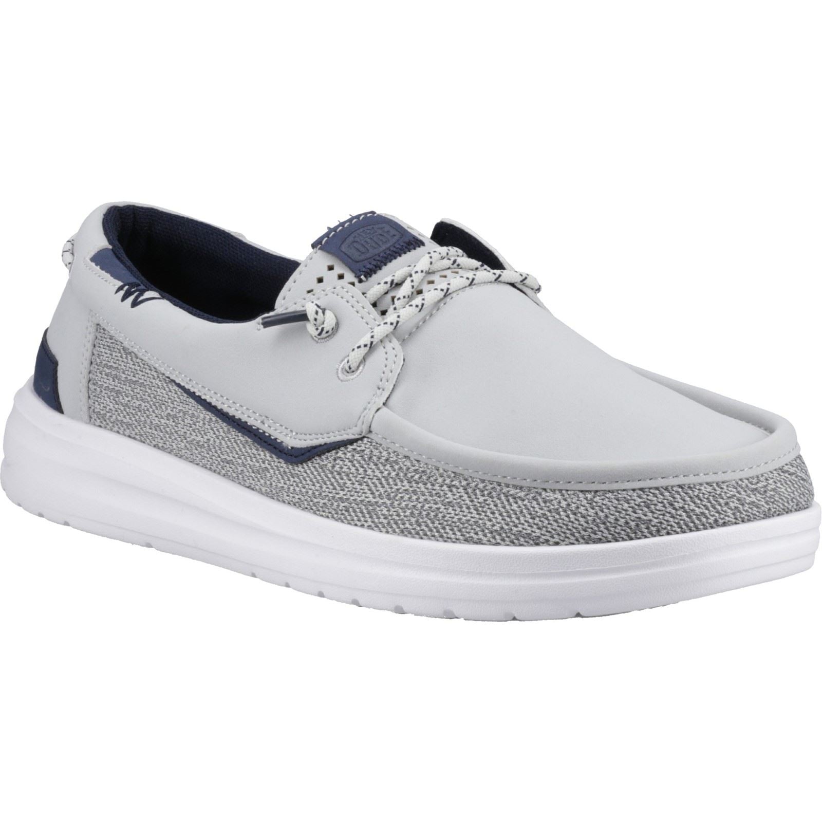 HEYDUDE Welsh Grip Classic Mesh Chaussures Bateau Pour Homme En Mélange De Coton Gris Tempête/Marine
