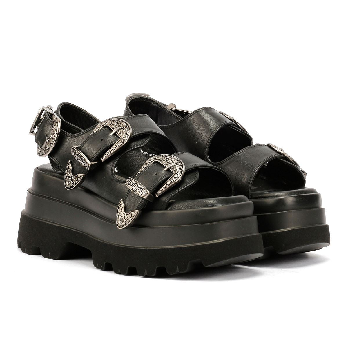Buffalo Jupiter Ari West Sandales Noires Pour Femmes