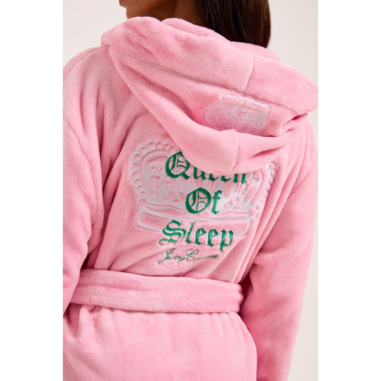 Juicy Couture Crown Robe De Détente Rose En Polyester Pour Femmes