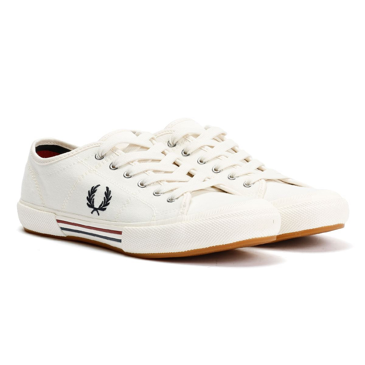 Fred Perry B708 Vintage Tennis Baskets Blanches En Toile Pour Homme