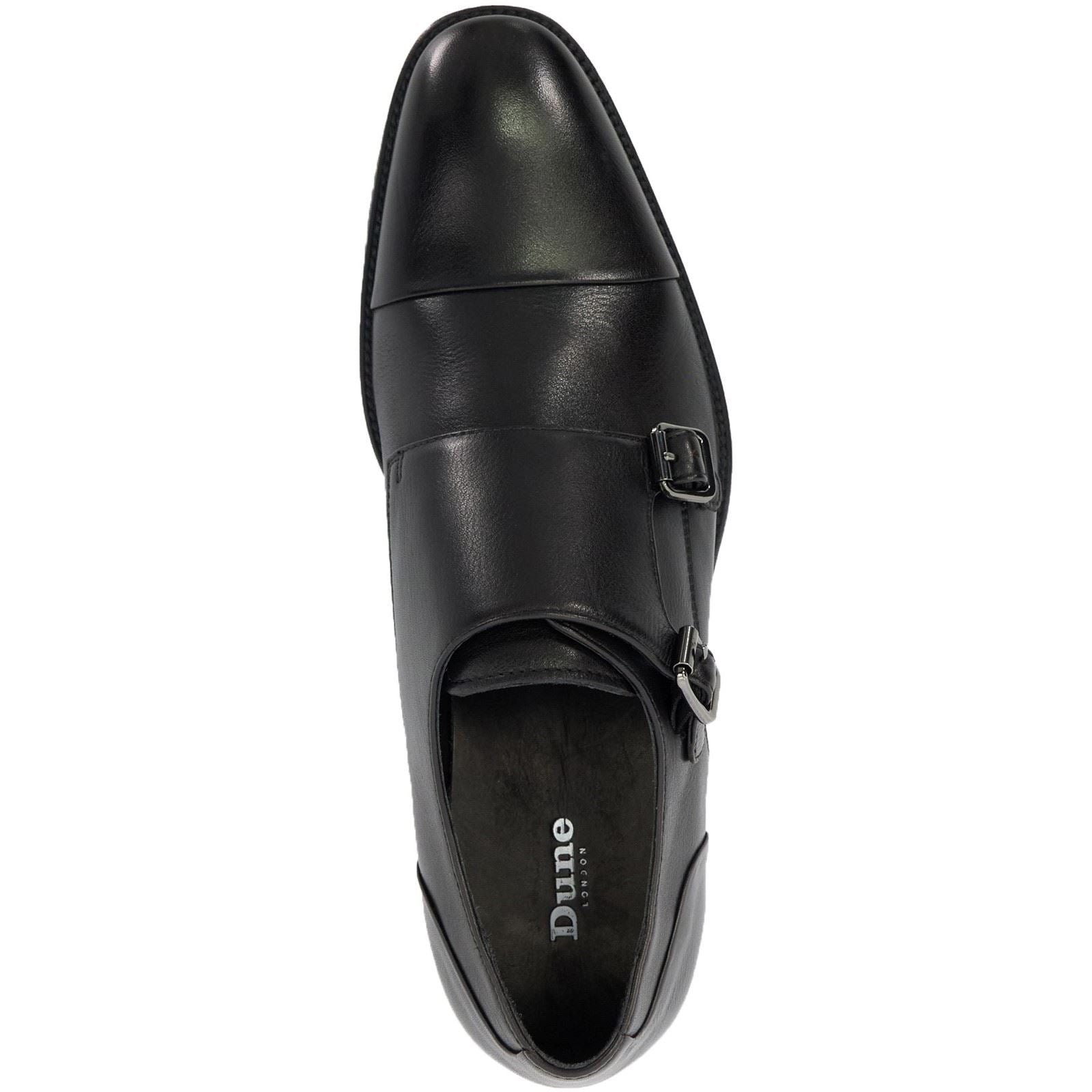 Dune Satchin Chaussures Double Boucle Noires Pour Homme En Cuir