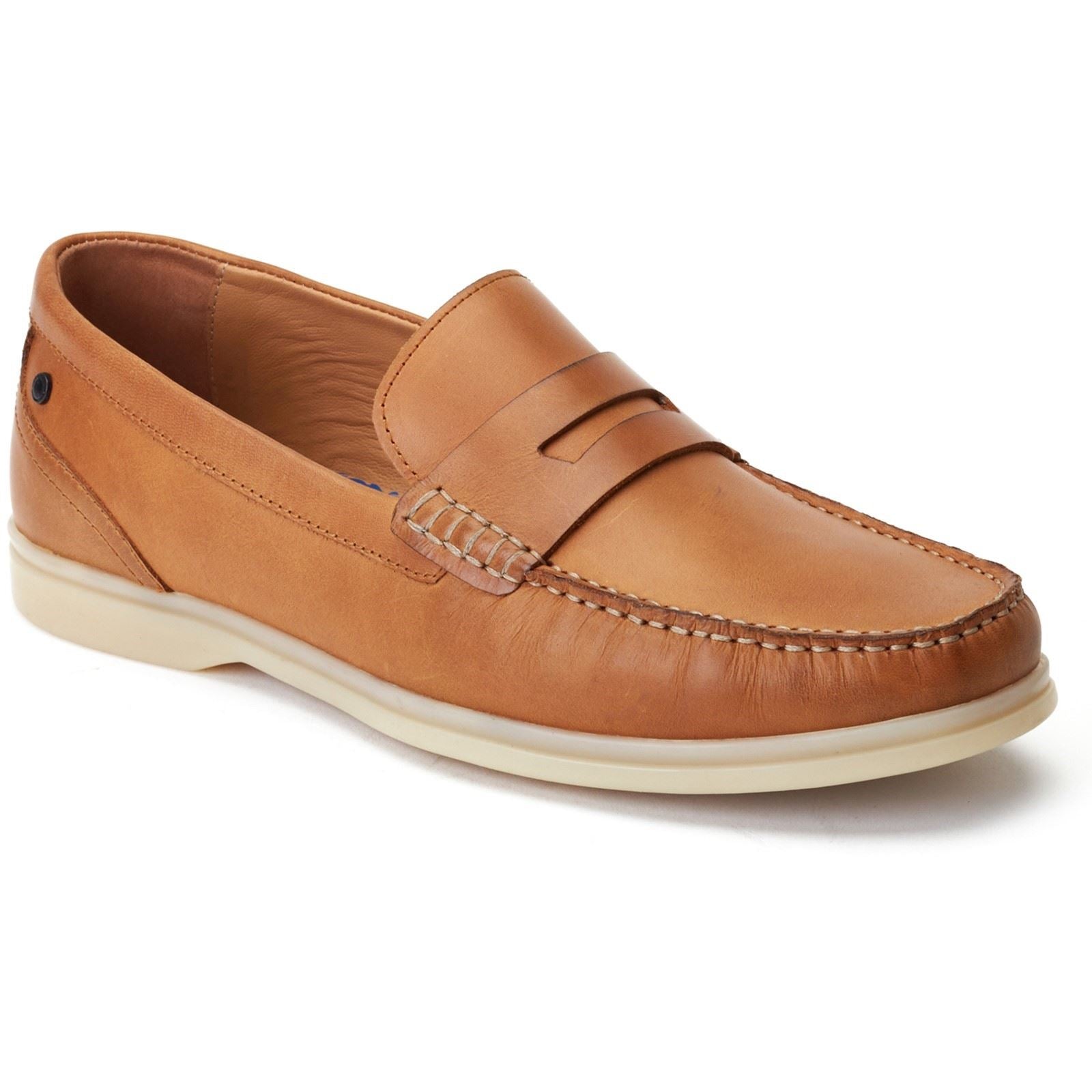 Base London Marlin Chaussures À Enfiler Pour Hommes En Cuir Brûlé.