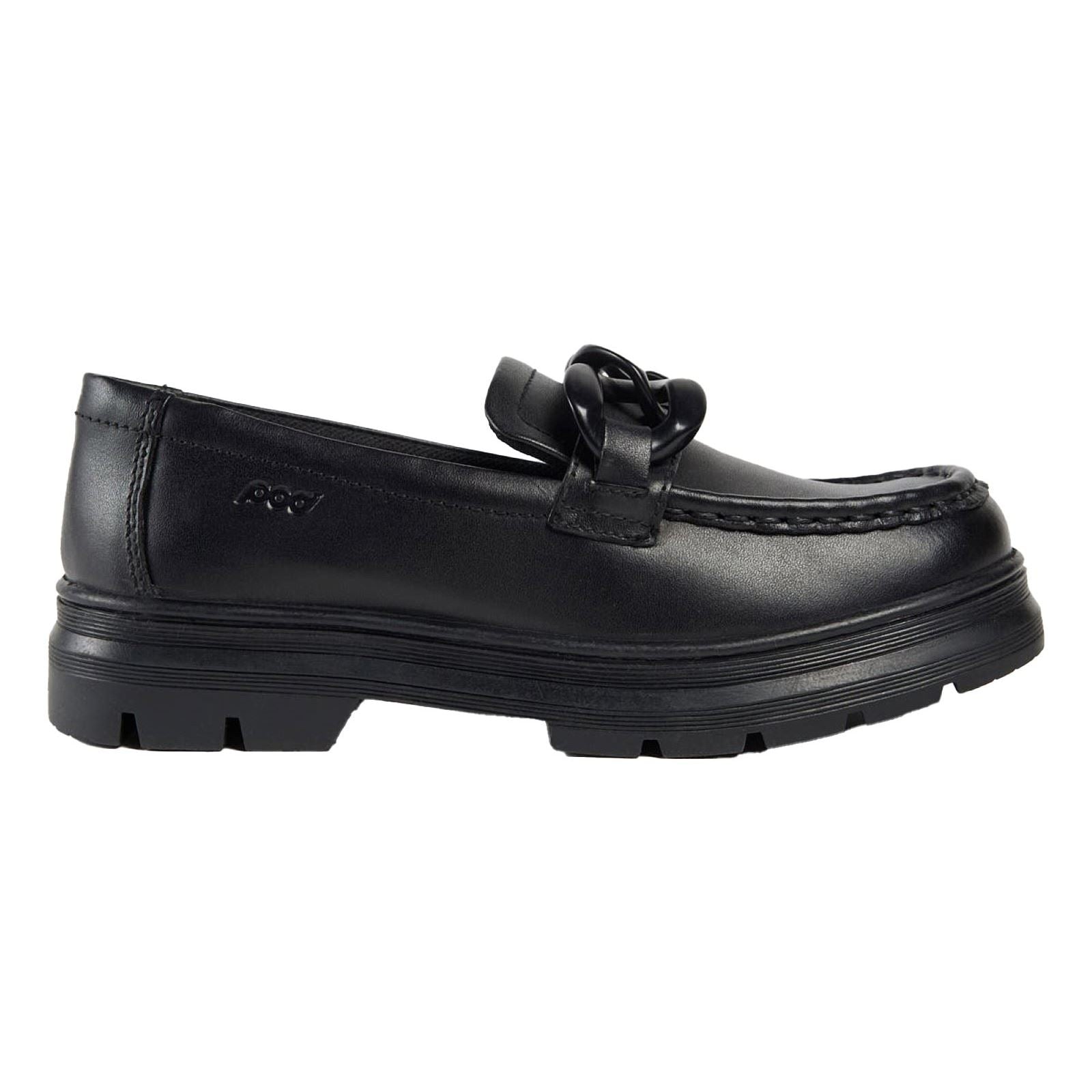 Pod Mina Chaussures Plates Noires Pour Filles En Cuir